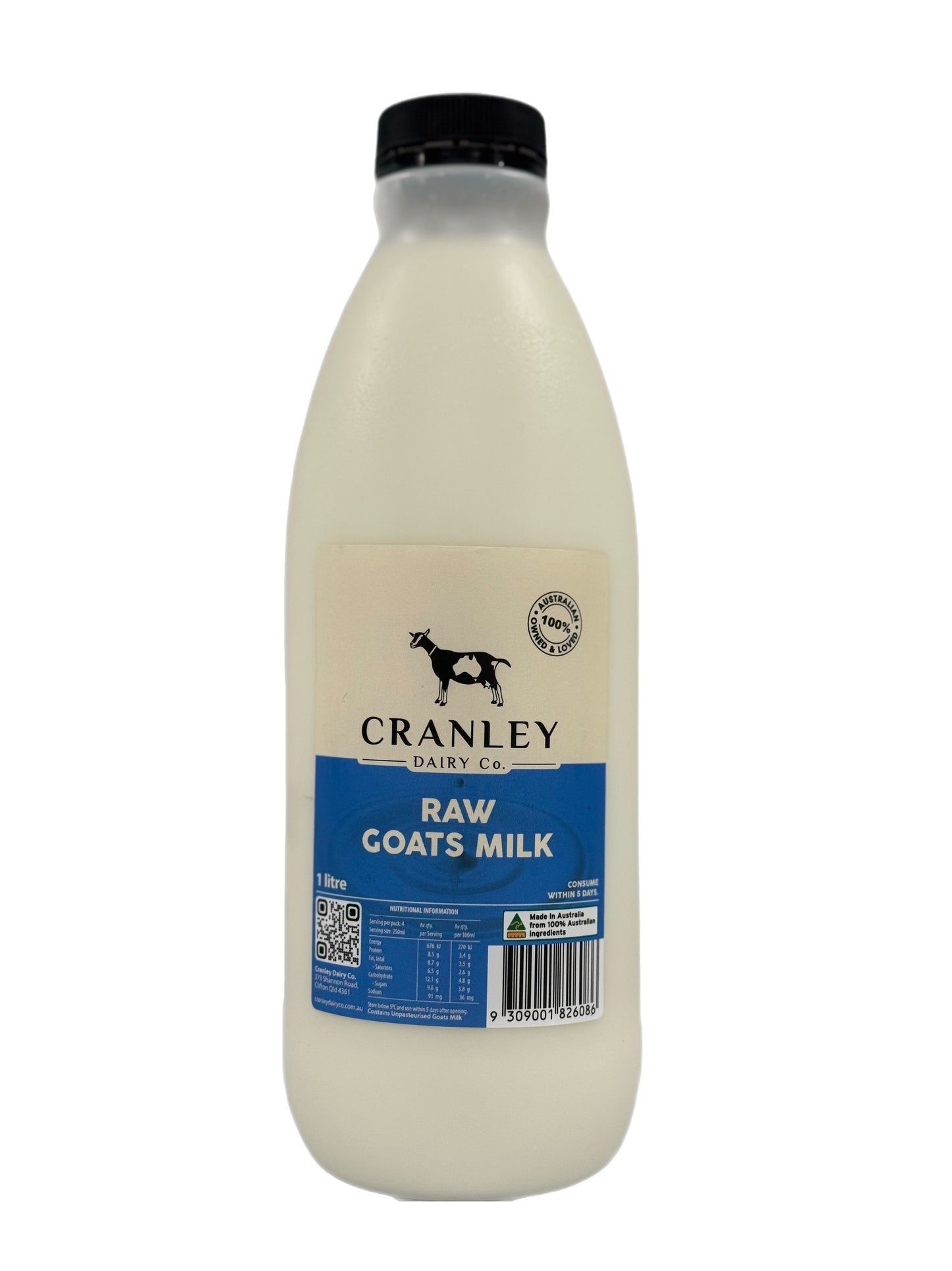 Cranley Dairy Co Raw Fresh Goats Milk 1 Litre - In Store Only